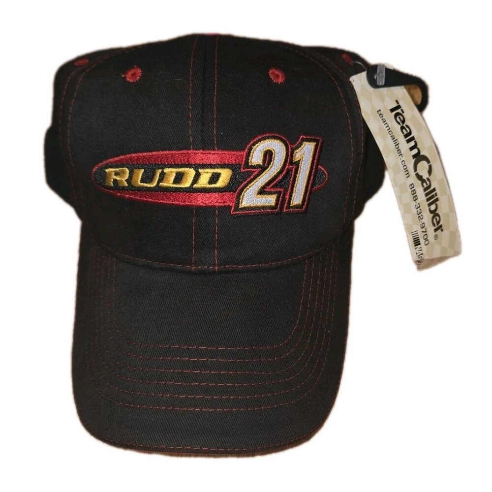 NASCAR Ricky Rudd #21 Hat Team Caliber Vintage NWT Pit Stop Black Red Rooster